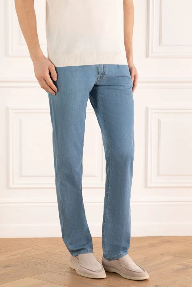 Stefano Ricci джинсы из хлопка и тенсела голубые мужские 162873 - фото 3