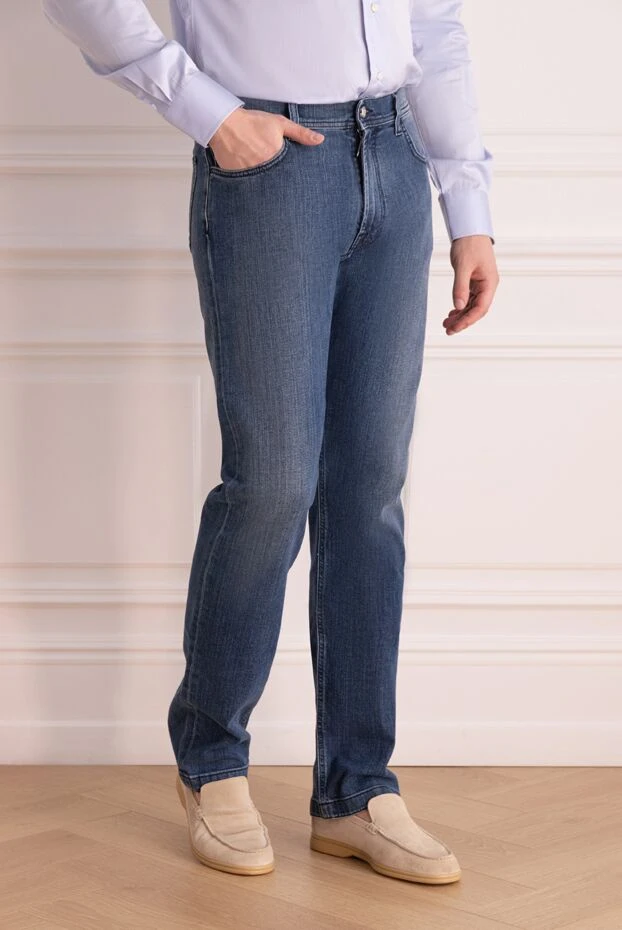 Stefano Ricci синие джинсы мужские из прочного хлопка
 162878 - фото 3