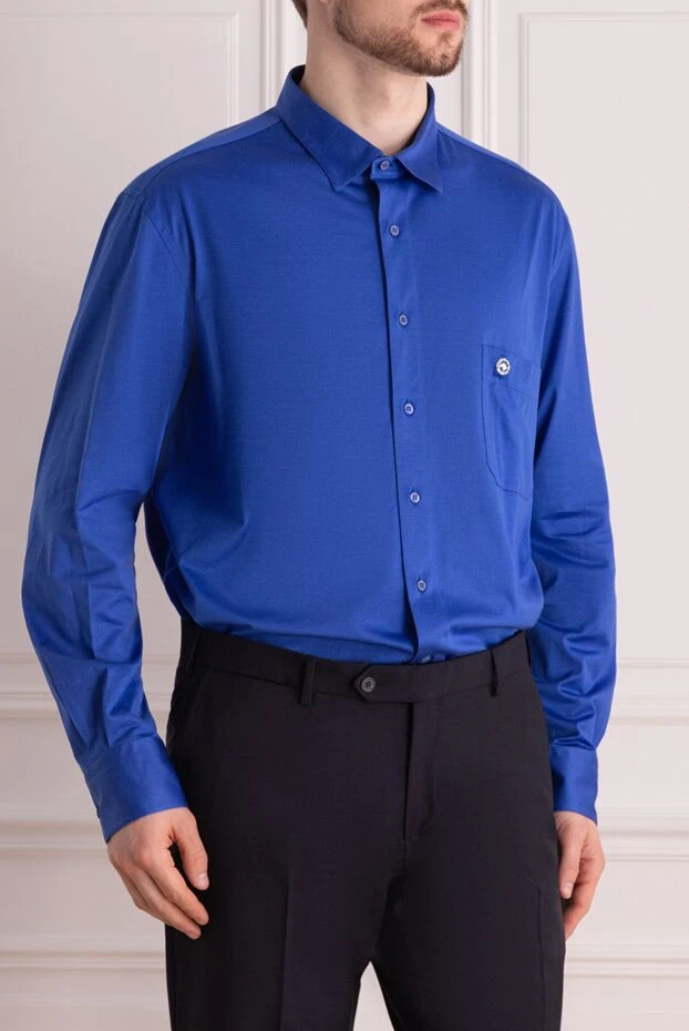 Stefano Ricci blue cotton shirt for men 162880 - photo 3