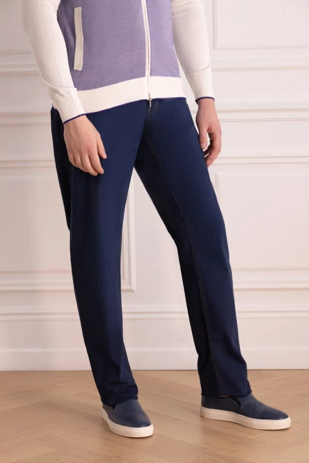 Stefano Ricci синие джинсы из хлопка с добавлением эластана 162884 - фото 3