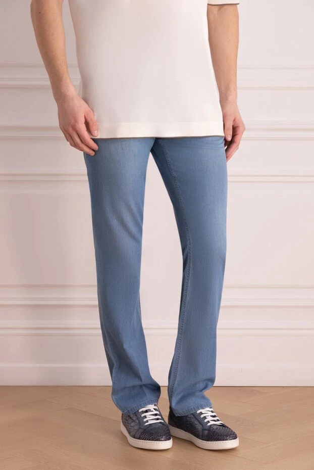 Stefano Ricci джинсы из лиоцела и хлопка голубые мужские 162885 - фото 3