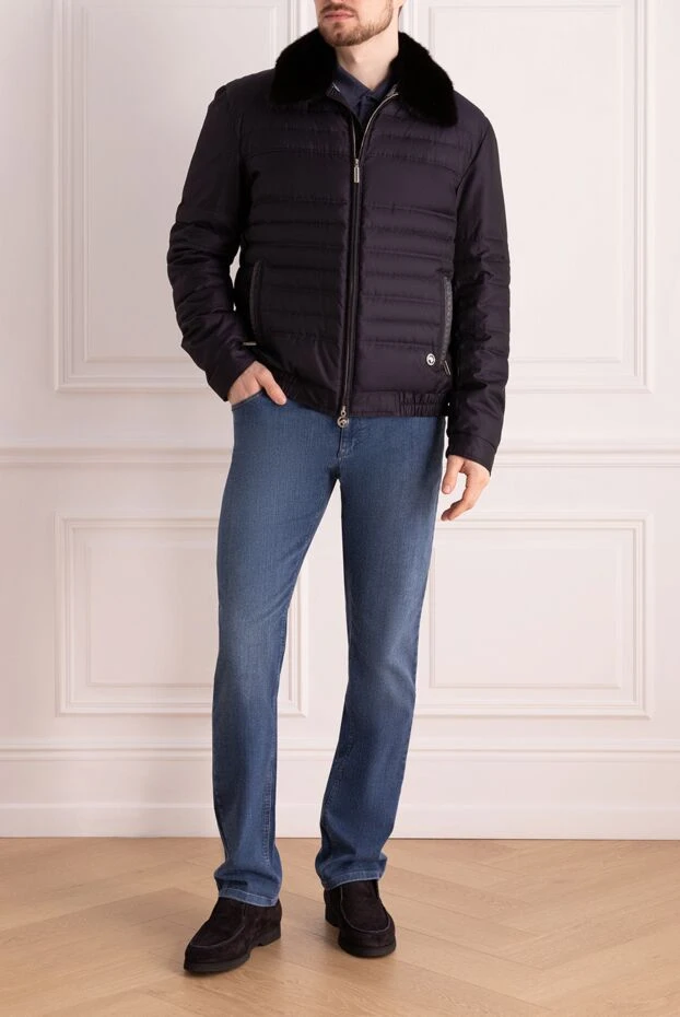 Ерлерге арналған кашемирден жасалған көк түсті күрте - фото 2