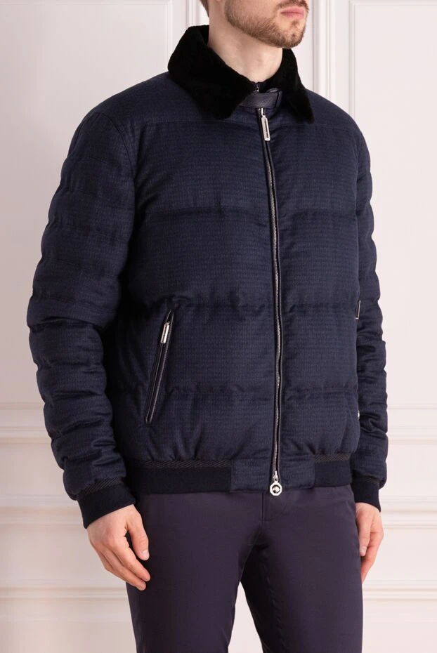 Stefano Ricci men's down jacket made of cashmere, nutria, silk and deer blue 162889 - photo 3