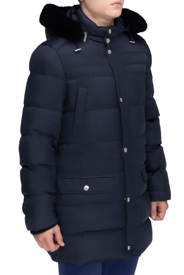 Stefano Ricci пуховик мужской из кашемира, шелка и норки синий 162890 - фото 3