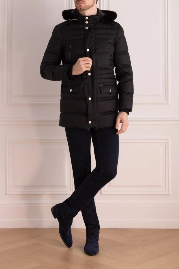 Stefano Ricci кашемирден, жібектен және күзеннен жасалған қара түсті ерлерге арналған күрте 162891 - фото 2