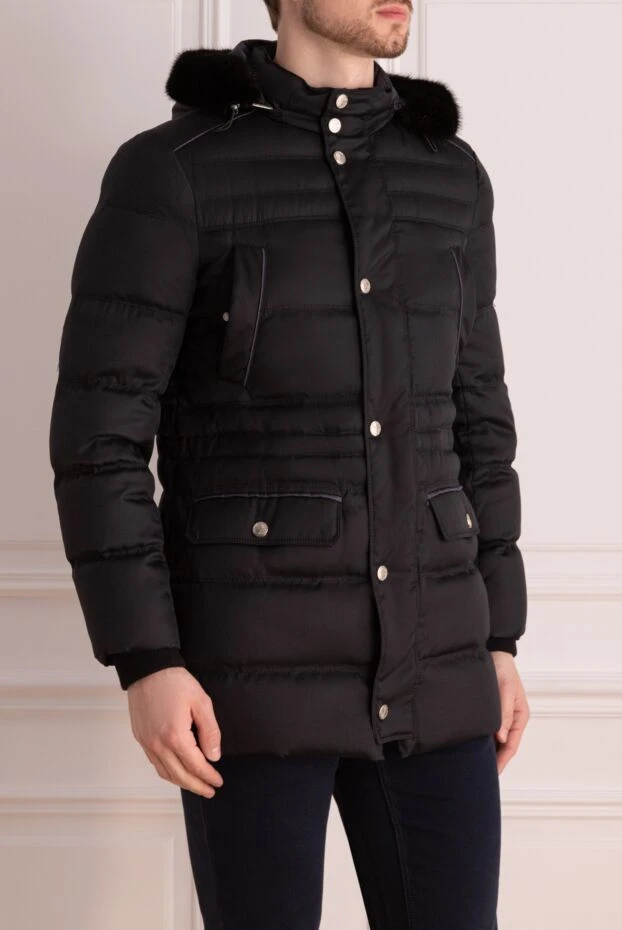 Stefano Ricci кашемирден, жібектен және күзеннен жасалған қара түсті ерлерге арналған күрте 162891 - фото 3