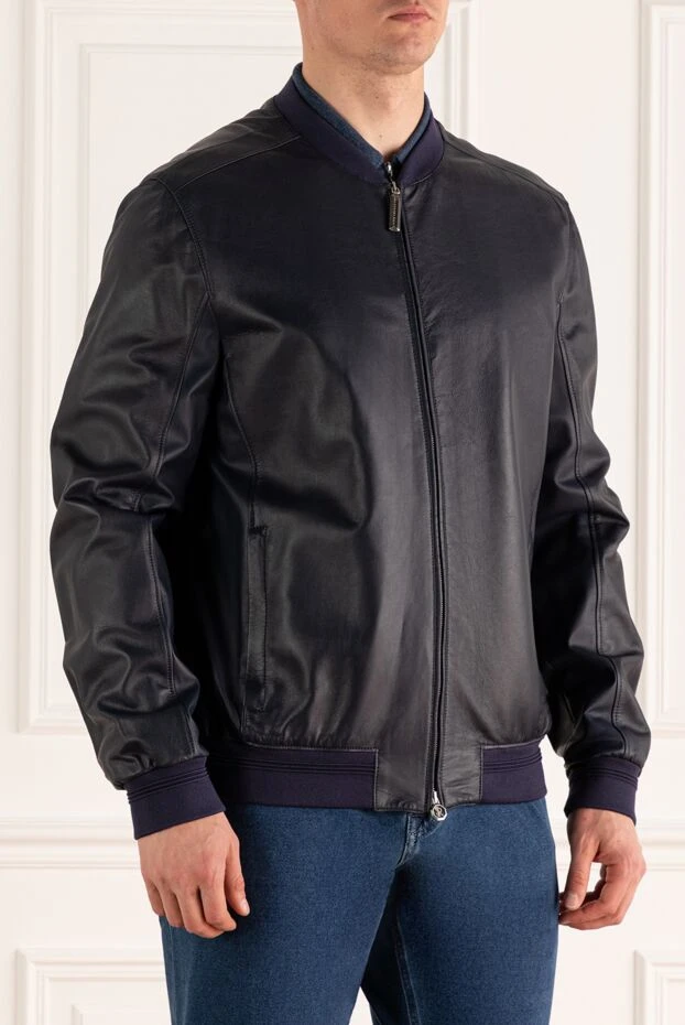 Stefano Ricci сыдырмасы бар көк түсті шынайы былғары күртеше 162892 - фото 3