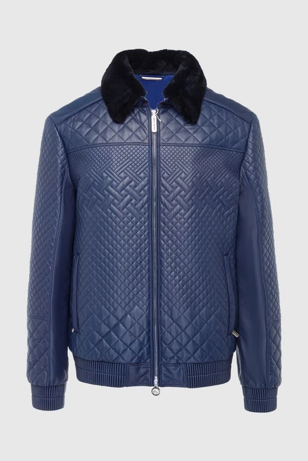 Көк түсті, жүн жағасы бар, тоқылған табиғи былғары күртеше
- фото 1