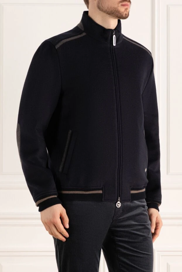 Stefano Ricci куртка из кашемира темно синяя с декоративными вставками на плечах 162905 - фото 3