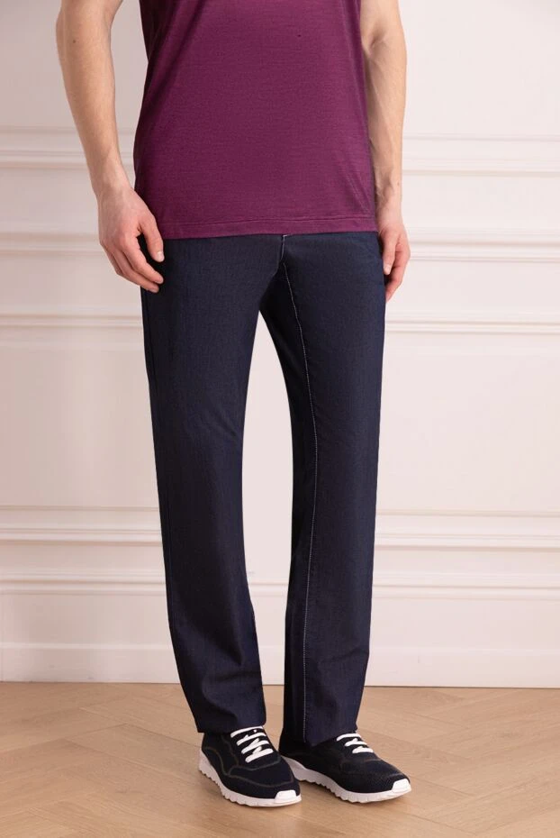 Stefano Ricci джинсы из хлопка и шелка голубые мужские 162924 - фото 3