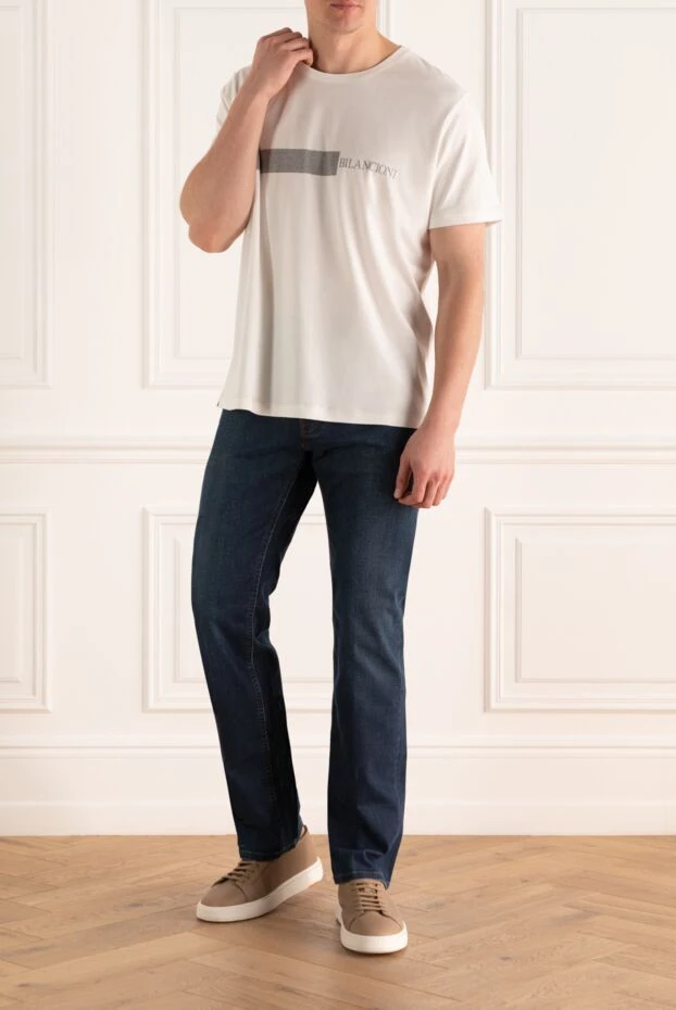 Stefano Ricci мужские темно-синие джинсы с фирменным кожаным патчем с логотипом 162925 - фото 2