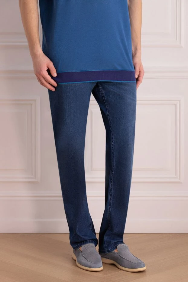 Stefano Ricci джинсы голубые прямого кроя с легким высветлением
 162926 - фото 3