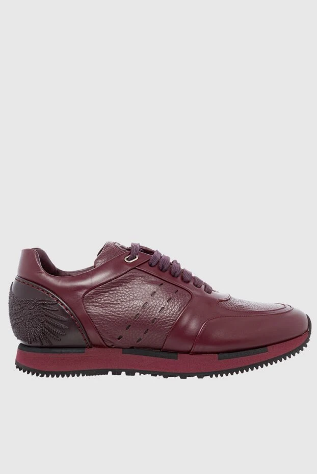 Burgundy leather sneakers for men - photo 1