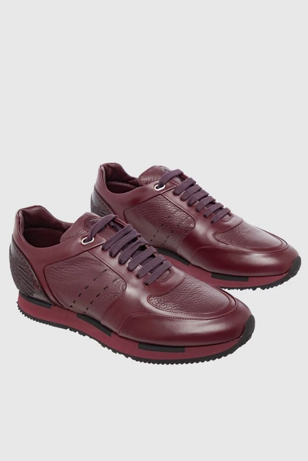 Stefano Ricci кроссовки из кожи бордовые мужские 162931 - фото 3