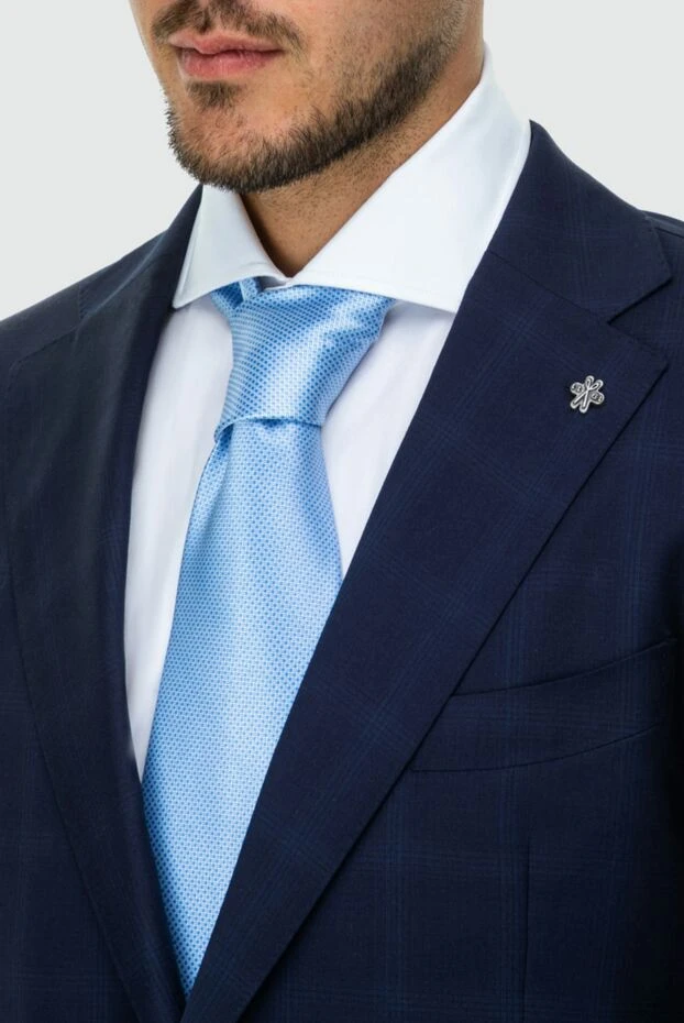 Stefano Ricci light blue silk tie with red bar tacks 162953 - photo 2