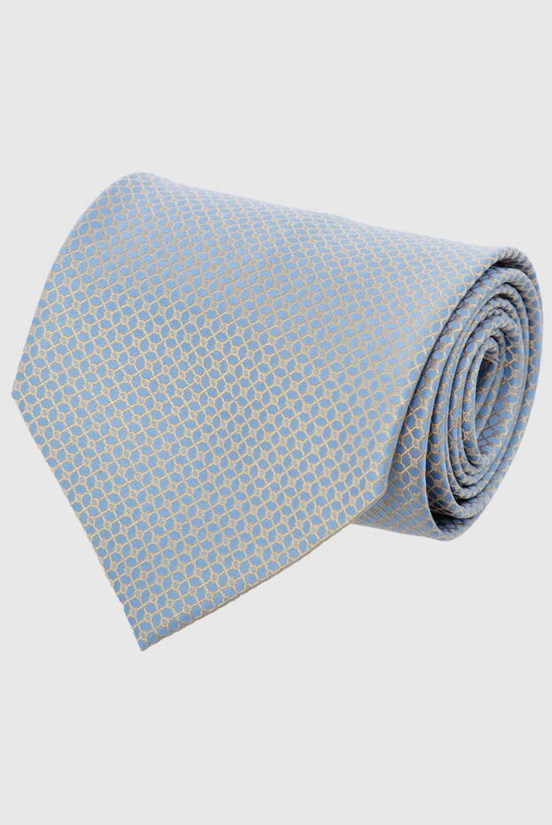 Алтын өрнегі бар ашық көк жібек галстук - фото 1