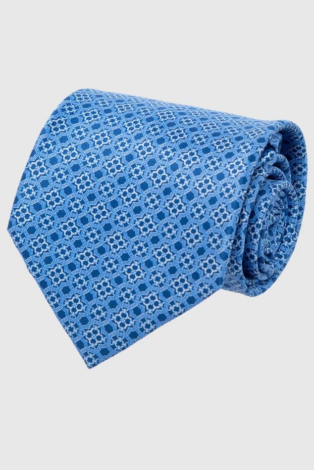 Silk tie with a distinctive pattern on a blue background - photo 1