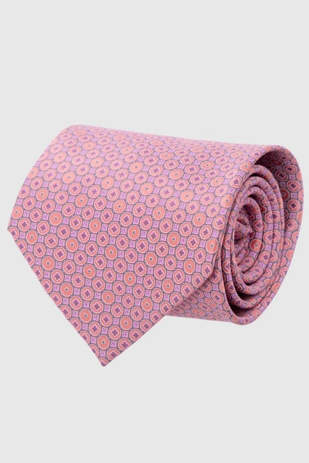 Кішкентай геометриялық өрнегі бар қызғылт жібек галстук - фото 1