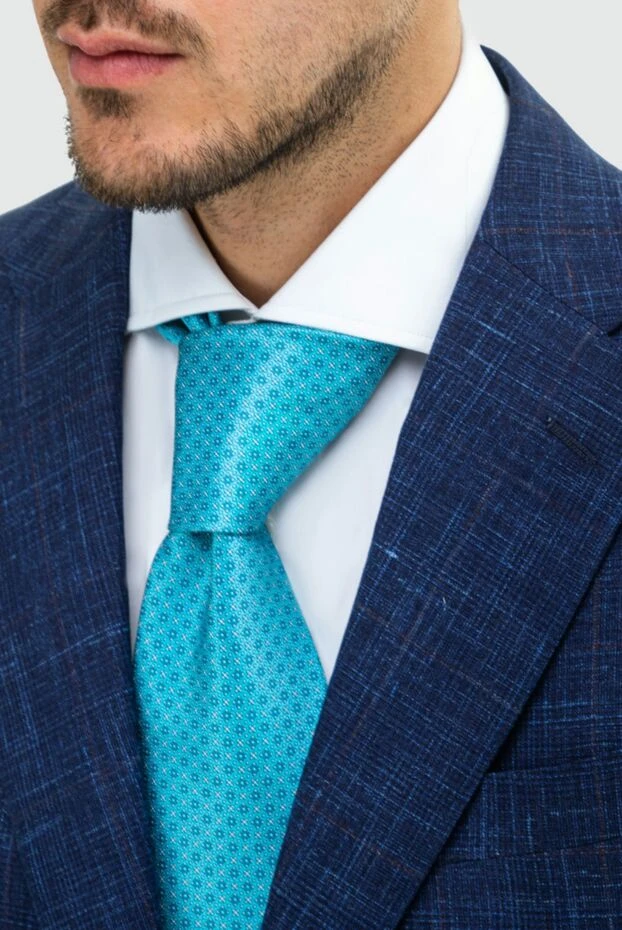 Stefano Ricci turquoise silk tie with micro-pattern 162965 - photo 2