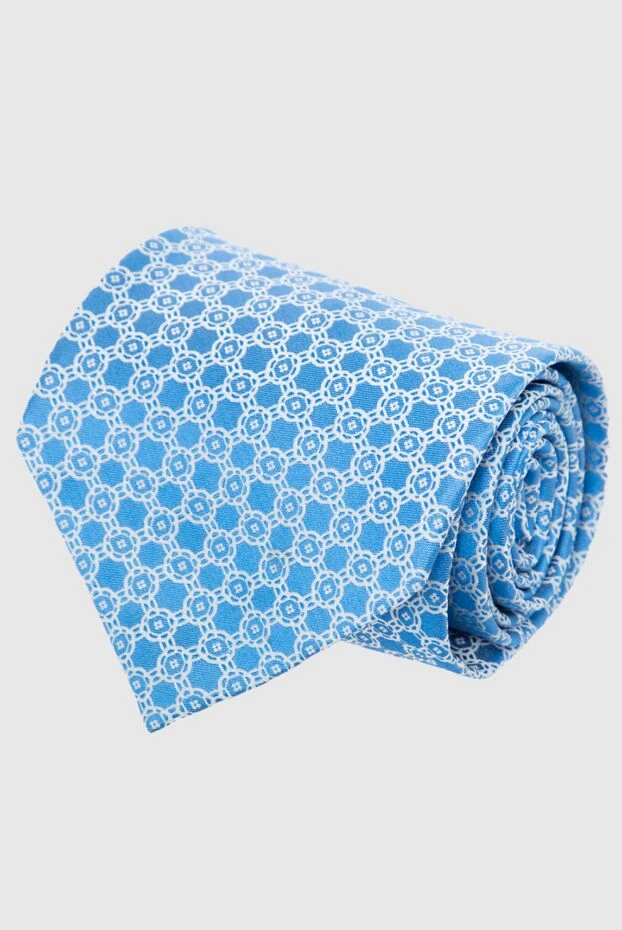 Stefano Ricci мужской шелковый голубой галстук с узором из переплетенных кругов 162984 - фото 1