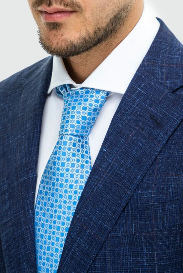 Stefano Ricci men's blue silk tie with interlocking circles pattern 162984 - photo 2