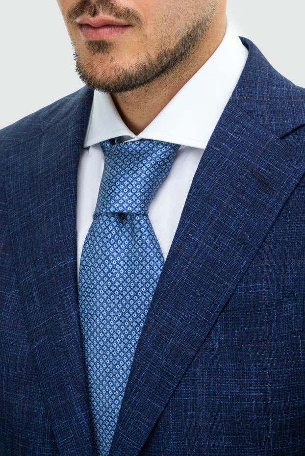 Stefano Ricci silk tie with microprint in blue and light blue tones 162987 - photo 2