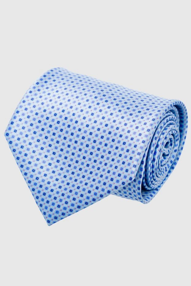Blue silk tie with a dotted pattern - photo 1