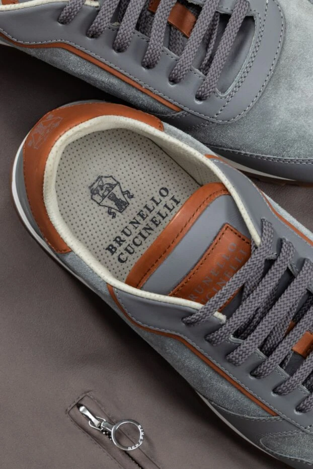 Brunello Cucinelli gray suede sneakers for men 163065 - photo 2
