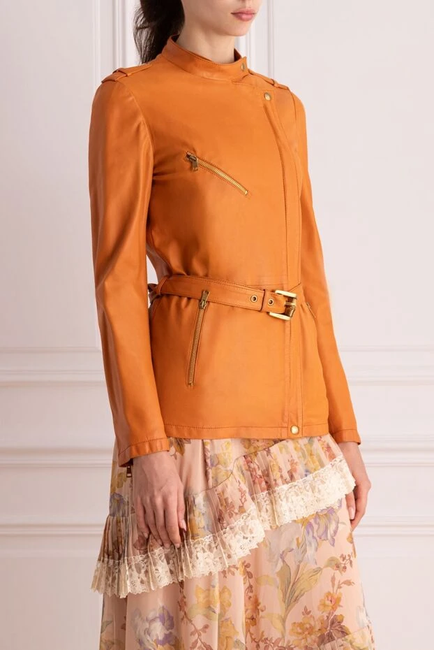 Gucci orange genuine leather jacket for women 163144 - photo 3