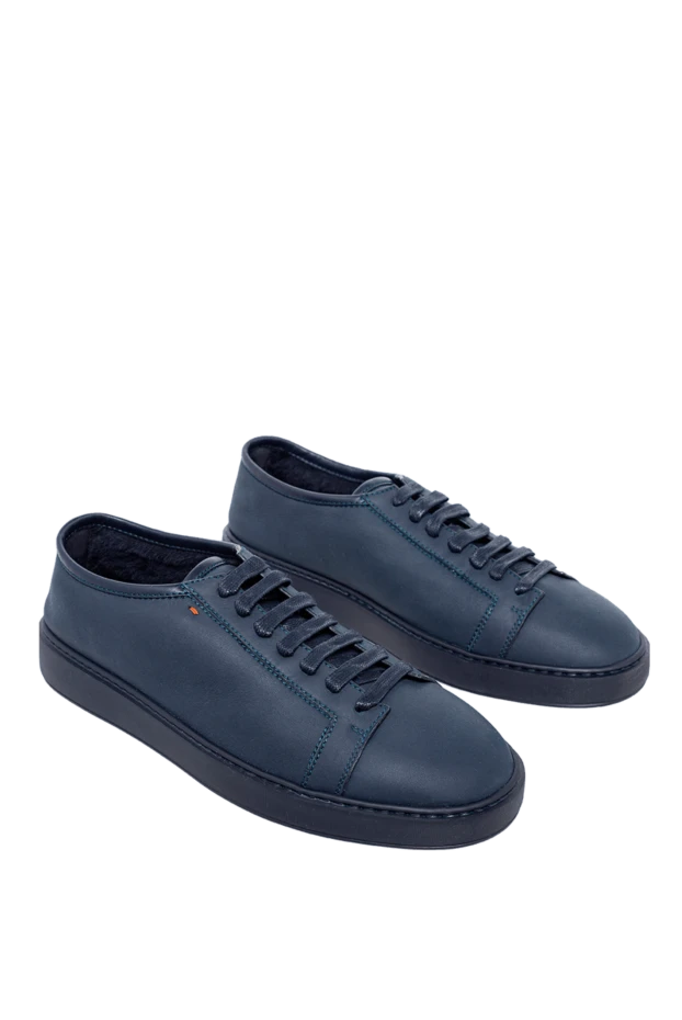 Santoni сникеры navy blue с акцентом в виде красной точки
 163157 - фото 3