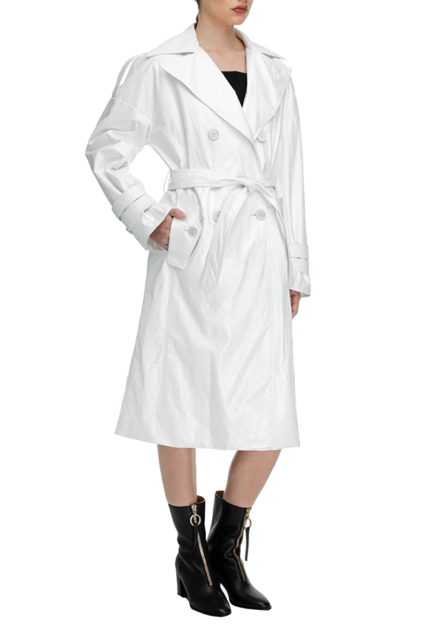 DROMe white leather raincoat for women 163207 - photo 3