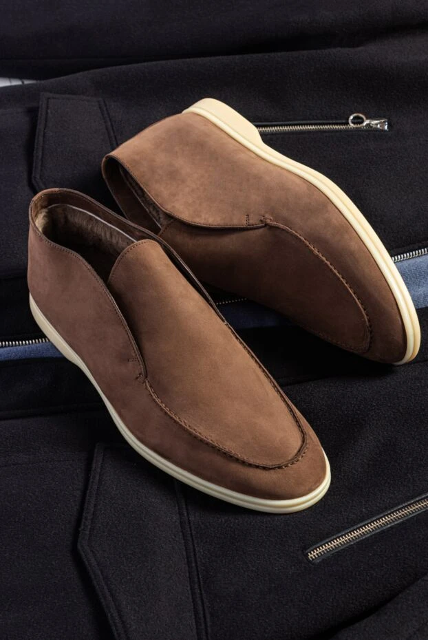 Cesare di Napoli лоферы с высоким верхом из замши коричневые мужские 163218 - фото 2