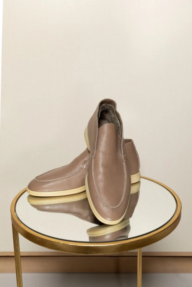 Cesare di Napoli лоферы с высоким верхом кожаные коричневые на меху мужские 163228 - фото 2