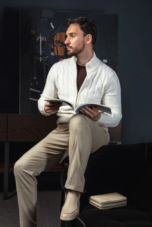 Cesare di Napoli жоғары қонышты былгарыдан жасалган беж түсті лоферлер ерлерге арналган 163230 - фото 2