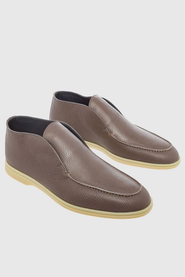 Cesare di Napoli лоферы мужские из натуральной кожи с фактурной текстурой и светлой подошвой
 163234 - фото 3