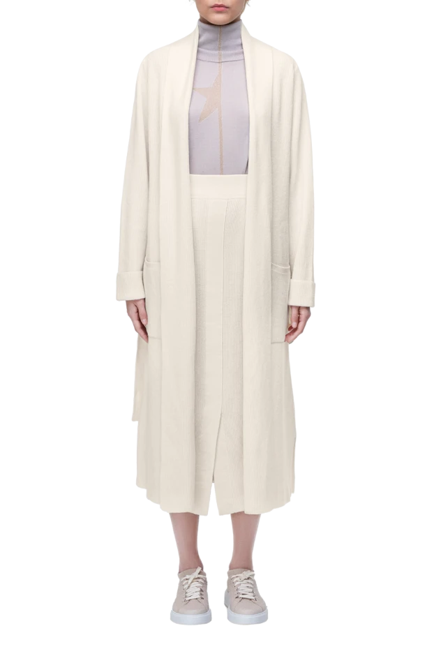 Panicale кардиган белый удлиненный женский на поясе 163262 - фото 2