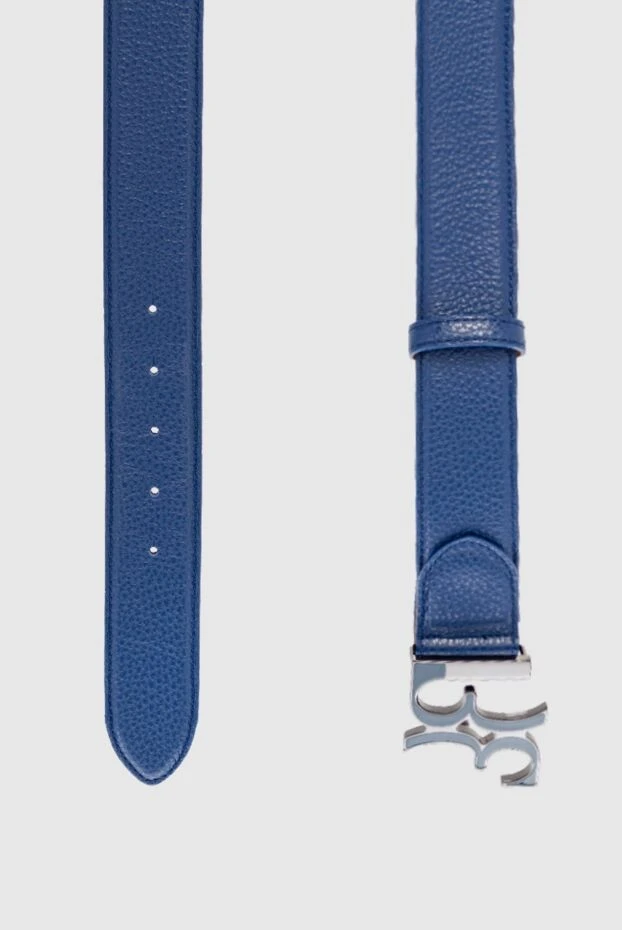 Billionaire ремень кожаный фактурный синий с пряжкой-логотипом мужской 163284 - фото 3