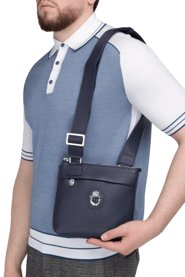 Billionaire man blue genuine leather shoulder bag for men купить с ценами и фото 163286 - photo 2