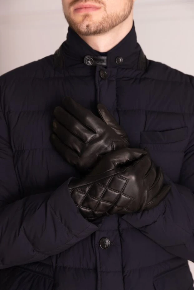 Billionaire man black leather gloves for men купить с ценами и фото 163289 - photo 2