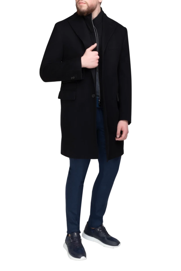 Corneliani man black wool coat for men купить с ценами и фото 163318 - photo 2