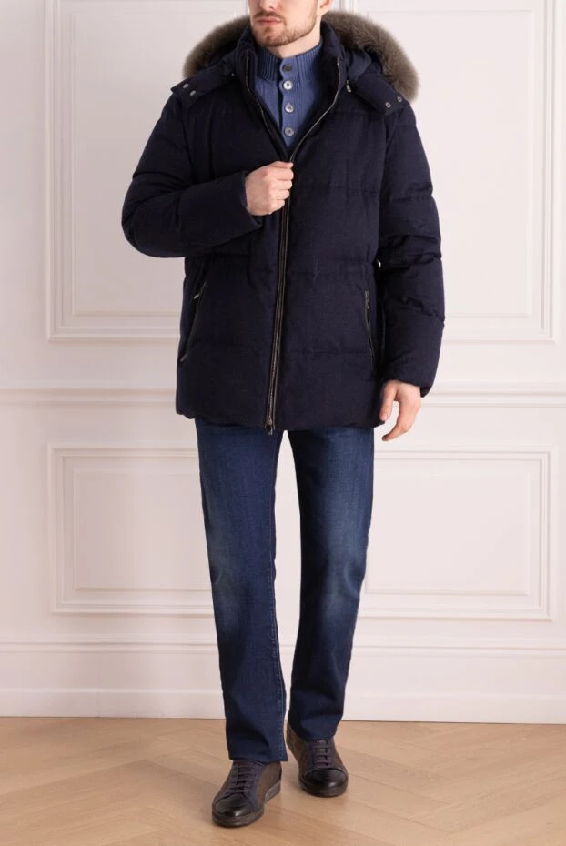 Corneliani man down jacket men's cashmere blue купить с ценами и фото 163319 - photo 2