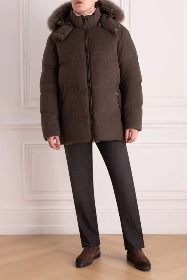 Corneliani man down jacket men's cashmere brown купить с ценами и фото 163320 - photo 2