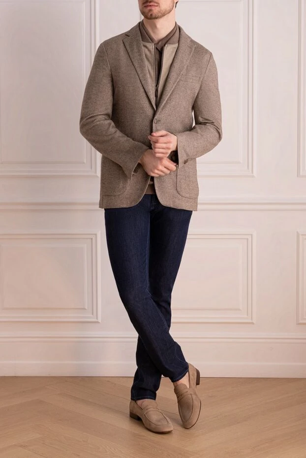 Corneliani man beige men's cashmere and silk jacket купить с ценами и фото 163322 - photo 2