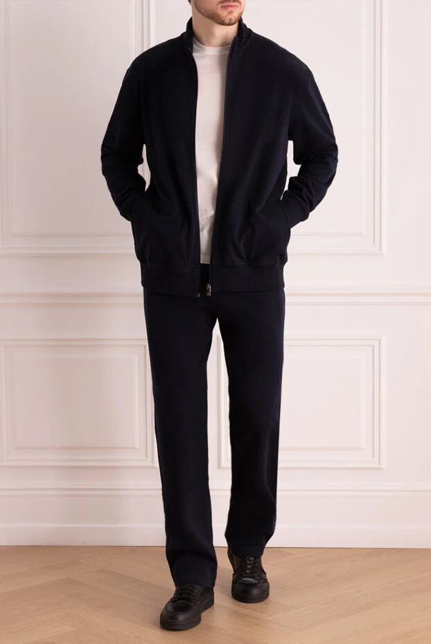 Corneliani man men's sports suit made of cotton and polyamide, blue купить с ценами и фото 163330 - photo 2