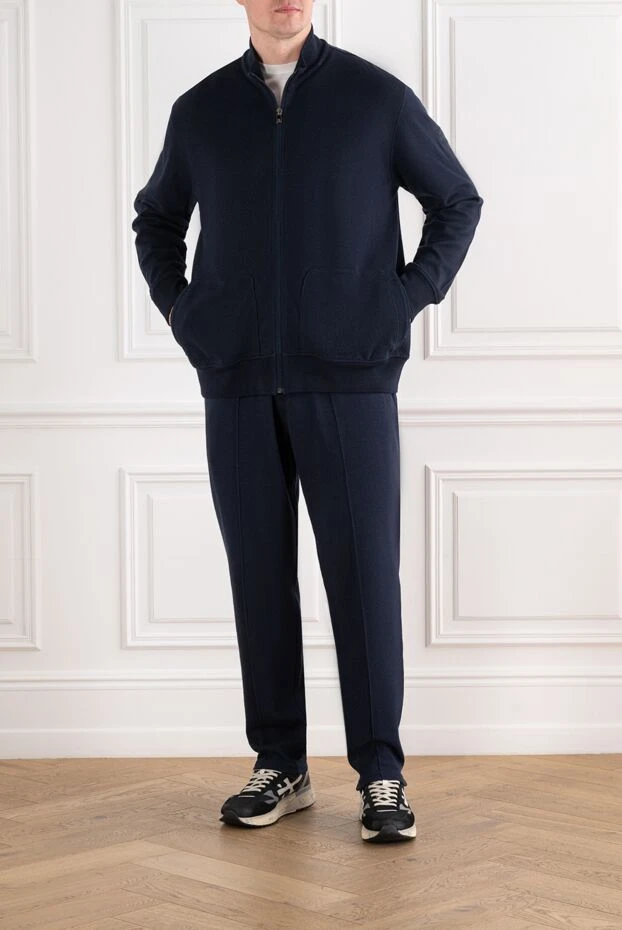 Corneliani тік жағалы қою көк спорттық костюм ерлерге арналған 163330 - фото 2