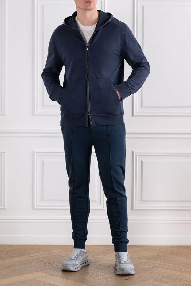 Corneliani капюшоны бар көк спорттық костюм, джоггер шалбарымен, ерлерге арналған 163331 - фото 2