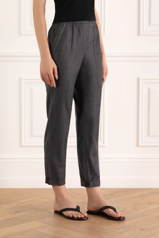 Peserico қара сұр әйелдерге арналған шалбарлар байланған 163350 - фото 3