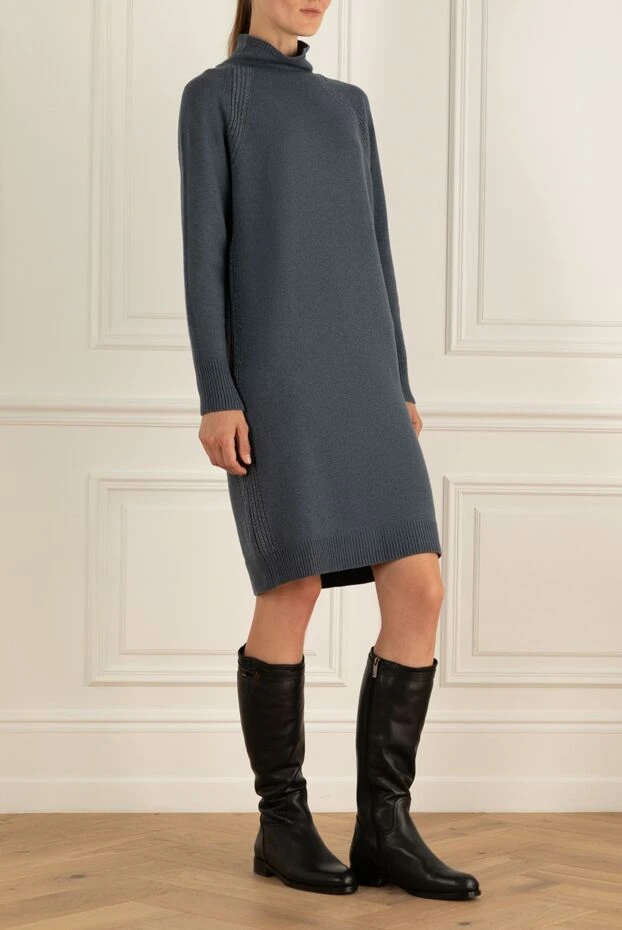 Peserico платье серое женское с воротником-стойкой 163358 - фото 3