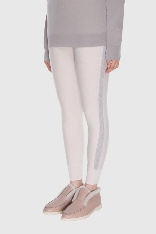 Peserico women's white pants with gray side stripes 163373 - photo 3