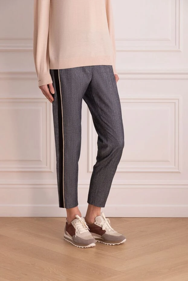 Peserico көк әйелдер шалбарлары лампасами. 163374 - фото 3